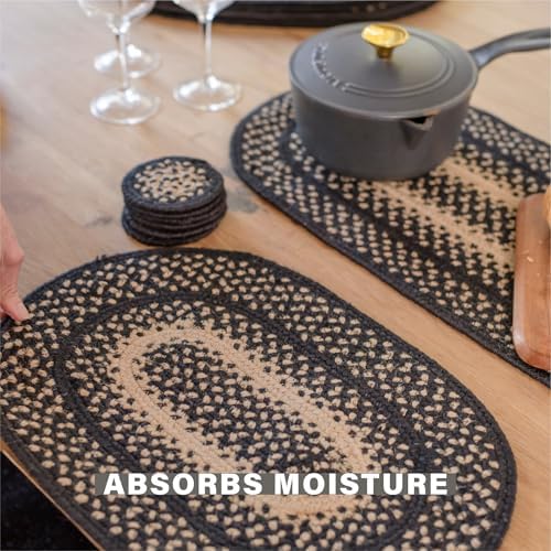 Homespice Manchester Jute Braided Coasters, Round 4" Set of 6