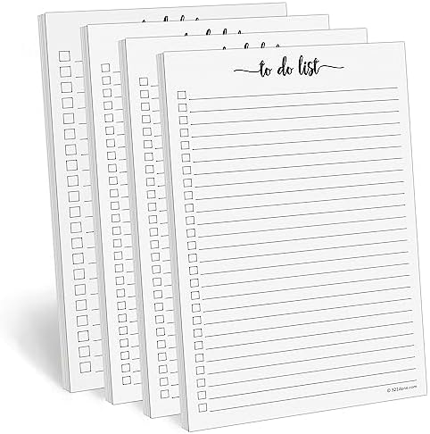 321Done To Do List Notepad, 5.5x8.5, 4-Pack, 50 Sheets Each, College Ruled