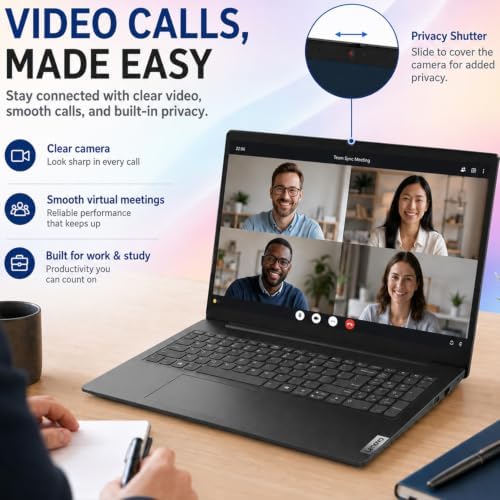 Lenovo V15 Ultra Slim College Student Laptop | 15.6" Anti-Glare FHD Display | Powerful Intel Quad-Core Processor | 8GB DDR5 RAM | 256GB SSD | Wi-Fi 6, Ethernet, HDMI, All-Day Battery | Windows 11 Pro