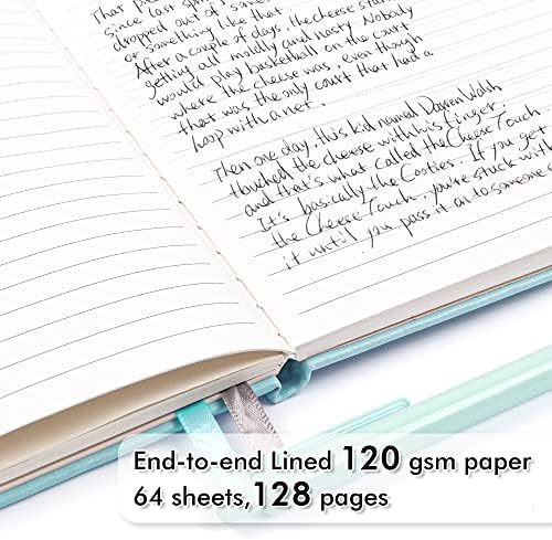 feela 3 Pack Notebooks Journals Bulk, Hardcover Notebook Classic Ruled Lined Journals with Pen Holder for Women Girls School Business Supplies, with 3 Black Pens, 120 GSM, 5.1”x8.3”, A5, Sky Blue