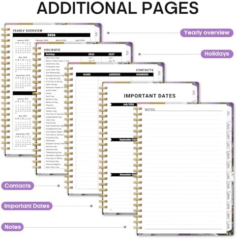 Planner 2026-2027, Jul 2026-Jun 2027 Academic Monthly & Weekly Planner | 6.3" x 8.5" Hardcover Calendar Planner for Women, Spiral Organizer with tabs, School Office Home Supplies, Wisteria Lane