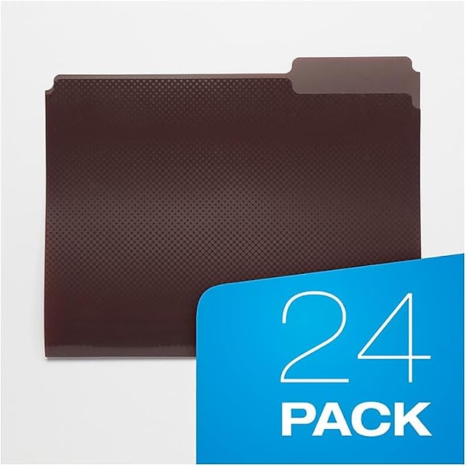 Oxford Plastic File Folders, Letter Size, 1/3 Cut Tabs, 6 Colors, 24 Pack