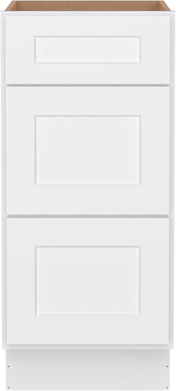 Furinno Shaker Drawer Base Kitchen Cabinet with 3-Drawers, Ready to Assemble, 24 D x 15 W x 34.5 H, White