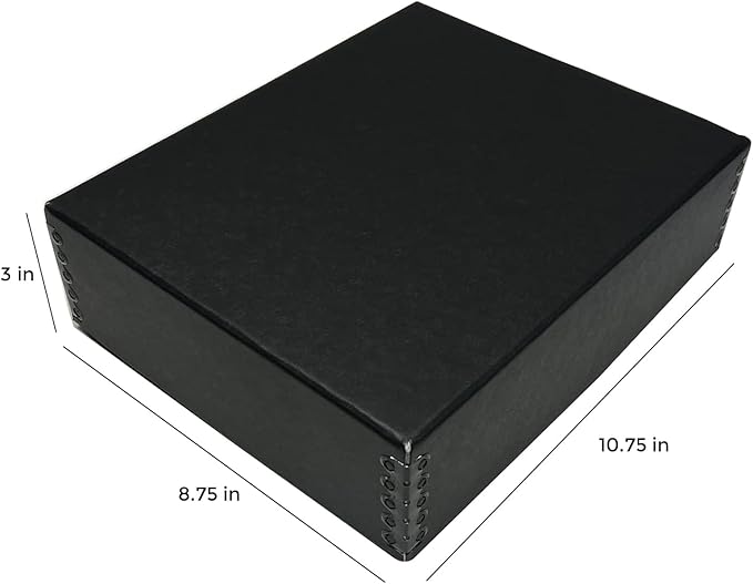 Lineco, 8x10 Museum Archival Storage Box, Drop Front Design with Metal Edge, Acid-Free, Preserveor for Photos, Documents, Crafts, DIY, Black