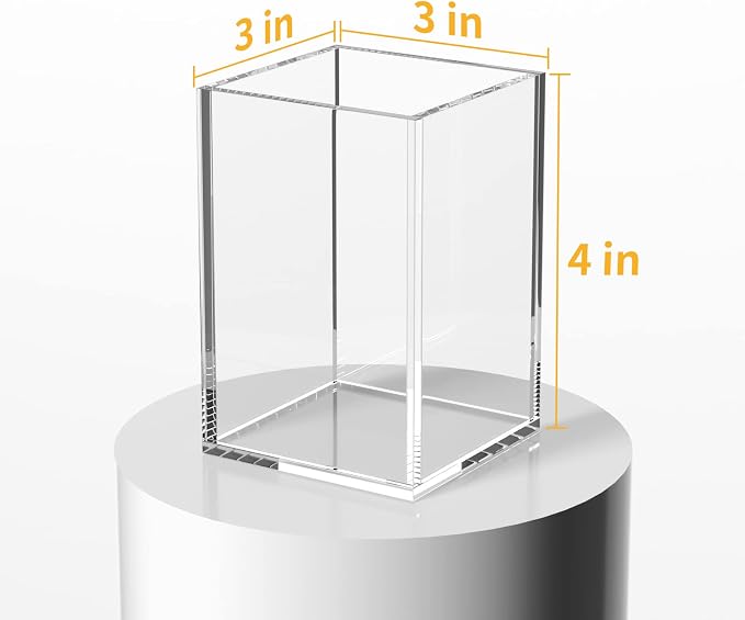 NIUBEE Acrylic Pen Holder for Desk, Clear Pencil Cup Organizer 2 Packs | Acrylic clear acrylic pen holder, durable transparent design organizes stationery and makeup tools for students and workers