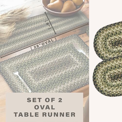 Homespice Pinecone Jute Braided Table Runner, Oval 8x28 Set of 2
