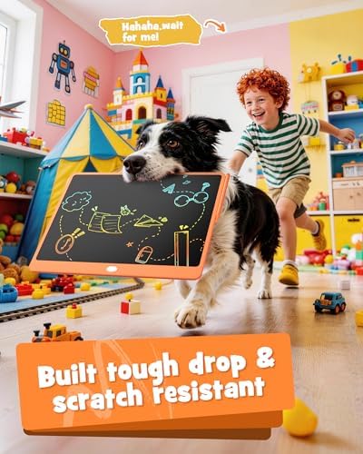 LCD Writing Tablet 16 Inch, Toys for 3 4 5 6 7 8 9Year Old Boys Girls, Colorful Doodle Board Drawing Tablet, Gift for Boys Age 3-12 Years, Memo Board, Drawing Pads with Lanyard (Orange-16Inch)