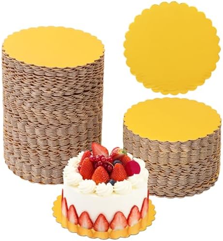 130 Pack 6 Inch Gold Cake Boards, Rounds Cake Cardboard, Flower Edge Cake Base, Disposable Round Cake Board for Wedding, Party, Anniversaries, Birthday Decor