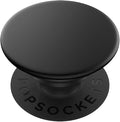 PopSockets Adhesive Phone Grip, Holder- Aluminum Black | Secure Comfortable Hold, Anti-Drop, Kickstand, Black, Metal, Enamel, Top