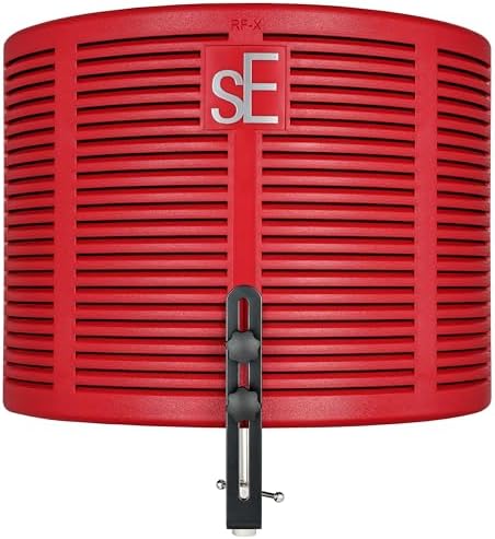 SE ELECTRONICS RF-X Reflexion Filter - Portable Microphone Isolation Shield for Recording Music, Podcasts & Voice-Overs - Four-Layer Acoustic Sound Shield for Home Recording Studio Equipment (Red)