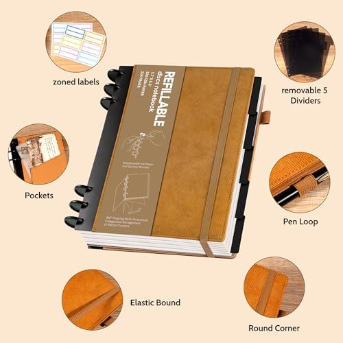 Yoment Refillable Journal Notebooks for Work, Journal for Women Men,Brown
