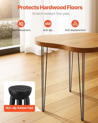 VEVOR Hairpin Table Legs 40" Black Set of 4 Desk Legs 880lbs Total Load Capacity Hairpin Desk Legs 3 Rods for Bench Desk Dining End Table Chairs Carbon Steel DIY Heavy Duty Furniture Legs