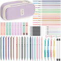 65PCS Aesthetic School Supplies Back to School Supplies Cute Stationary Set | College Essentials Kit with Pencil Case, Pastel Highlighters Gel Pens Mechanical Pencil Set 0.5 0.7 & 2.0mm for Student Girls