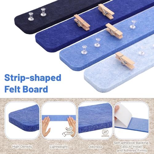 8 Pack Felt Bulletin Board Strips, 13x2 Inch Pin Board, Cork Boards