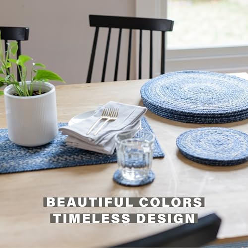 Homespice Denim Braided Table Runner Ideal as Farmhouse Runner, Oval 11x36