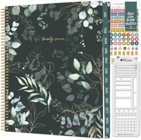 bloom daily planners 2027 Planner for Women (8.5" x 11") - Weekly & Monthly Calendar Year (January to December) Softcover Agenda Book Organizer with Stickers & Stencil - Green Eucalyptus