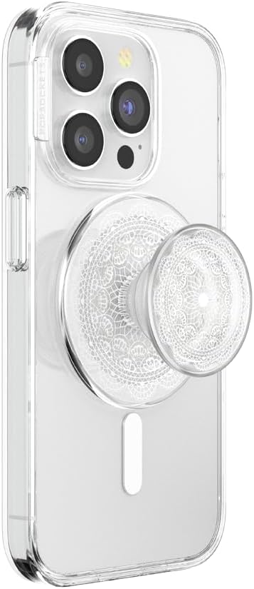 PopSockets Phone Grip for MagSafe, Magnetic Holder- Doily Life | Removable, For Kindle / Android / iPhone, With Magnet, Clear, Translucent, Phone, Women