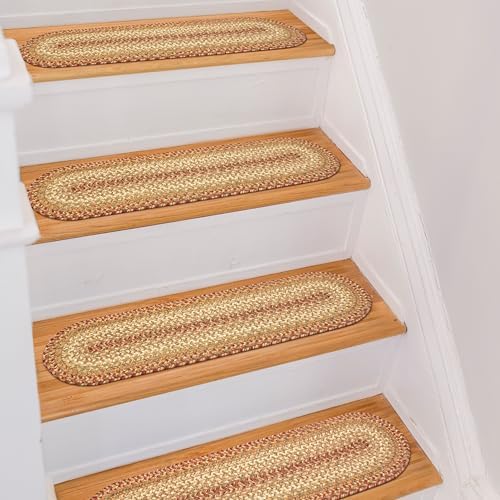 Homespice Harvest Jute Braided Stair Treads, Oval 8x28 Set of 13