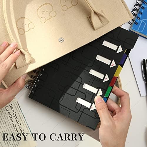 CAGIE 5 Subject Notebook with Dividers, 5x7, Black, 4 Pack