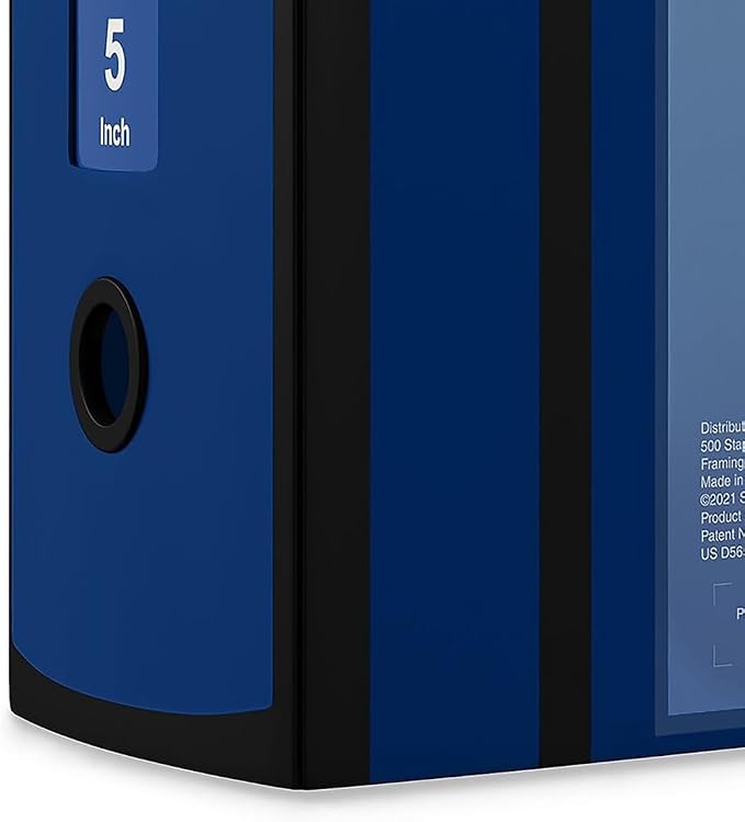 Staples Better 5-Inch D-Ring View Binder, Blue, Reinforced Spine | Extra-large capacity binder for archiving everyday office documents.