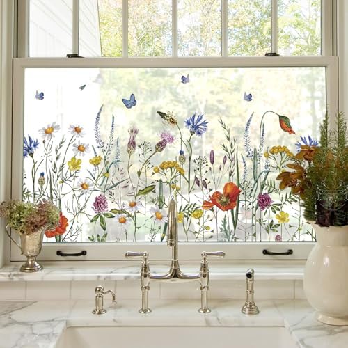 ADD.HERES Stained Glass Window Film, Static Cling Window Film,17.5 x 78.7in