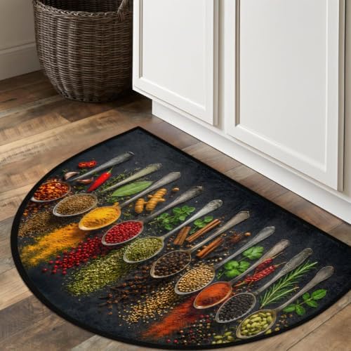 Spice Pattern Half Round Door Mat Welcome Entrance Rug Outdoor Indoor