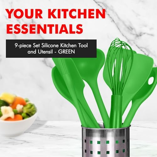 Chef Craft 9 Piece Green Premium Silicone Kitchen Tool Set (42084)