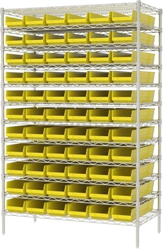 Akro-Mils 30164 Heavy Duty Plastic Shelf Bins, 24"x 6.5"x 4", Yellow, 6-Pk