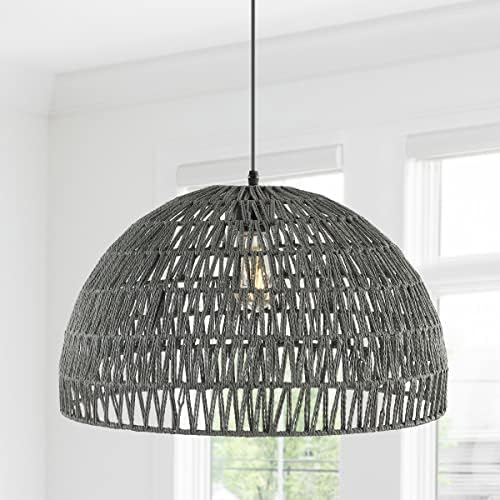 JONATHAN Y Campana 1-Light Pendant Dome Ceiling Lamp, 20", Gray