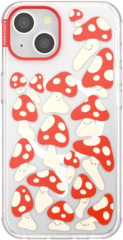 PopSockets iPhone 14 Case with MagSafe, Phone Case for iPhone 14, Grip Sold Separately, Wireless Charging Compatible - Red Shrooms