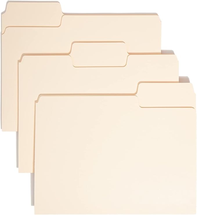 Smead SuperTab Heavyweight File Folder,Oversized 1/3-Cut Tab,Letter Size,Manila,50 Per Box (10401),(Pack of 5)