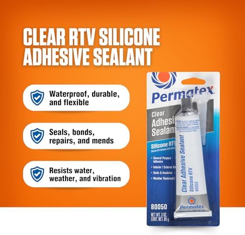 Permatex 80050-12PK Clear RTV Silicone Adhesive Sealant, 3 oz. (Pack of 12)