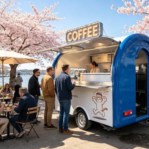 Mobile Coffee Trailer, 10ft Commercial Food Truck Cart for Sale
