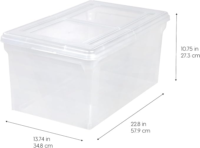 IRIS USA 5-Pack 44 Qt. Letter File Box with Hinged Lid, Clear | Organize lesson plans, classroom files and teaching materials with secure storage for teachers, schools and educators