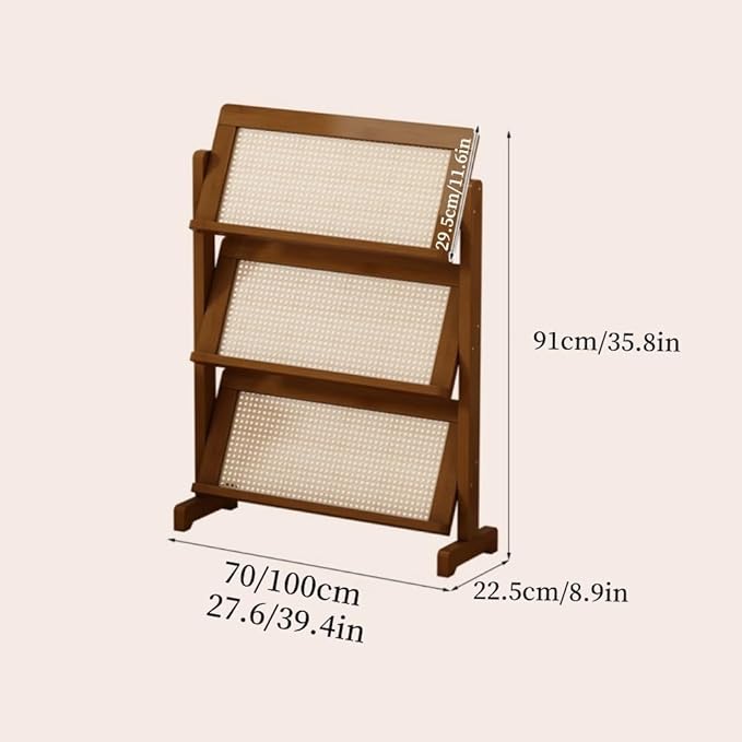 3-Tier Magazine Rack, Floor-Standing Magazine Holder, Bamboo Newspaper Stand, Brochure Display Stand, Book Shelf for Office, Study, Home, Furnishing(70cm-27.6in)