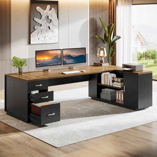 Tribesigns 86" L-Shaped Executive Office Desk, Extra Large Home Office Desk