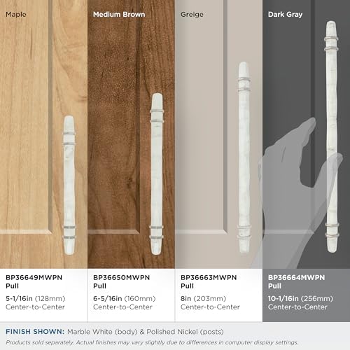 Amerock 10-1/16" Carrione Marble White/Polished Nickel Drawer Pull