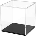 Fully Assembled Acrylic Display Case for Collectibles 4x6x6 Inch | Clear Dustproof Protection Showcase Cube Show Box, Acrylic Containers with Black Base for Crystals Mineral Slab Fossil Coral