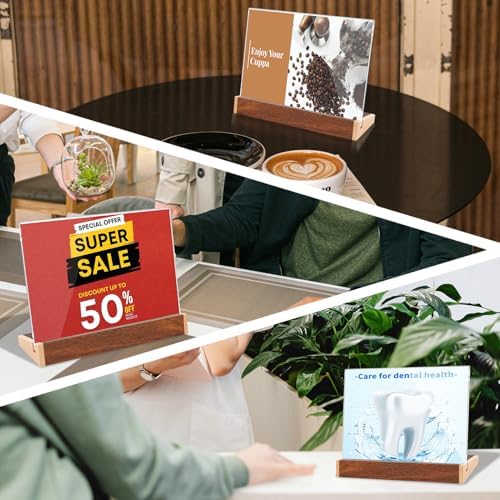 LIANHELILAI 3Pack Mini Acrylic Sign Holder 5X7 Horizontal Tabletop Sign Display Frame for Coffee Shop/Restaurant Menu Stall/Exhibitions/Hotel/Office Name Holder