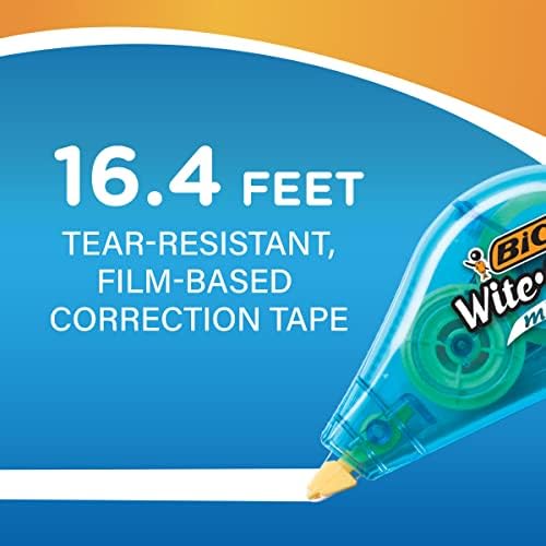 BIC Wite-Out Brand Mini Correction Tape (WOTM11-WHI), 16.4 Feet, white Correction Tape, Compact Tape Office or School Supplies (Pack of 12, 144 Count Total)