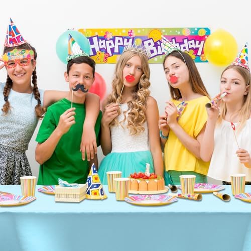 CXPSINC 54 Inch X 300 Feet Plastic Table Cover Roll Disposable Tablecloth with Slide Cutter for All Type/Shape Tables | Party, Banquet, Birthdays, Weddings(Light Blue, 300 Feet)