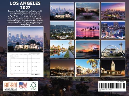 Los Angeles Calendar 2027 LA California Monthly Wall Calender 12 Month