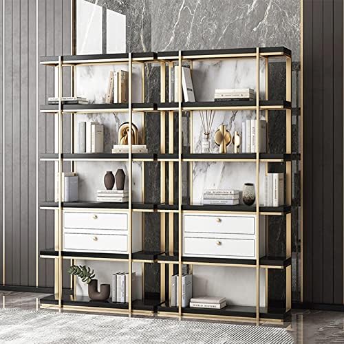 Storage Shelves Floor-to-Ceiling Bookshelf 5-Layer Display Rack Storage Rack Suitable for Living Room Study Office Decoration Bookshelf Office Organization,Gold-80 * 30 * 200 cm