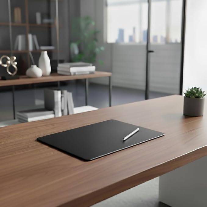 Dacasso Classic Black Leather 14" x 11.5" Luxury Conference Table Pad - Leather Desk Blotter for Writing - Boardroom Organization & Executive Desk Decor