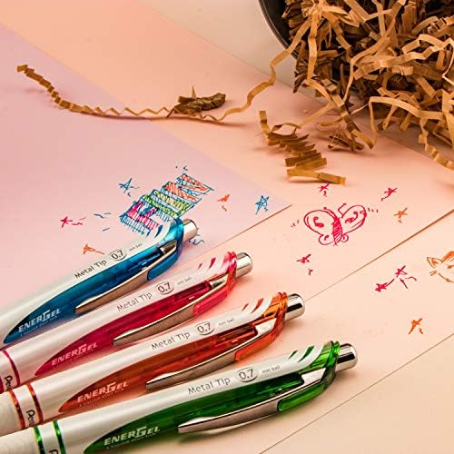 Pentel EnerGel Pearl Retractable Liquid Gel Pen, (0.7mm) Metal Tip, Medium Line, Lime Green Accent, Lime Green Ink, 12 pack (BL77PW-K)