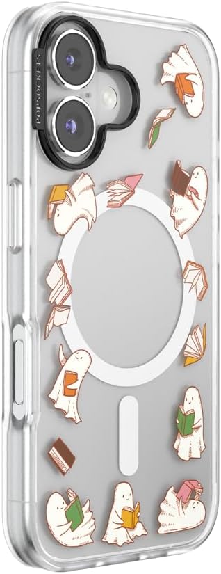 PopSockets iPhone 16 Phone Case with MagSafe, Wireless Charging Compatible, Bookish - Storied Shelves