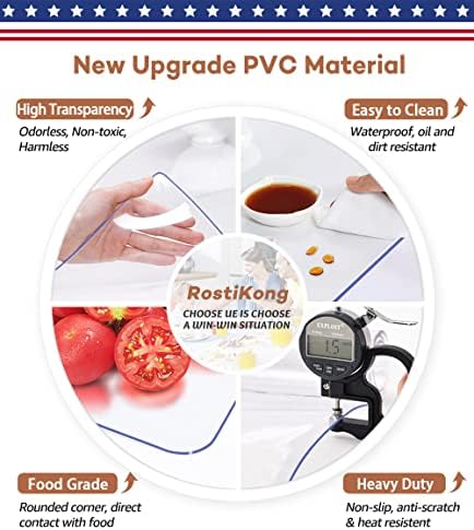 RostiKong 34 x 72 Inch 1.5mm Thick Clear PVC Dining Room Table Protector Rectangular Vinyl Marble Soft Glass Coffee Table Top Cover Plastic Tablecloth for Sofa Kitchen Makeup Fitted Table Waterproof