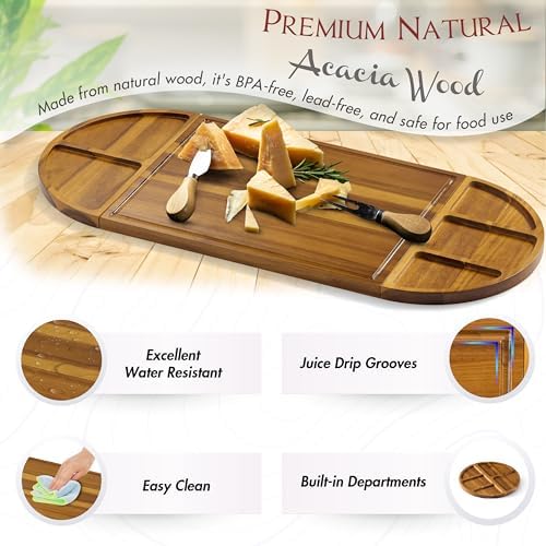 Extra Large Charcuterie Board, 30''x13'' Acacia Cheese Board Set
