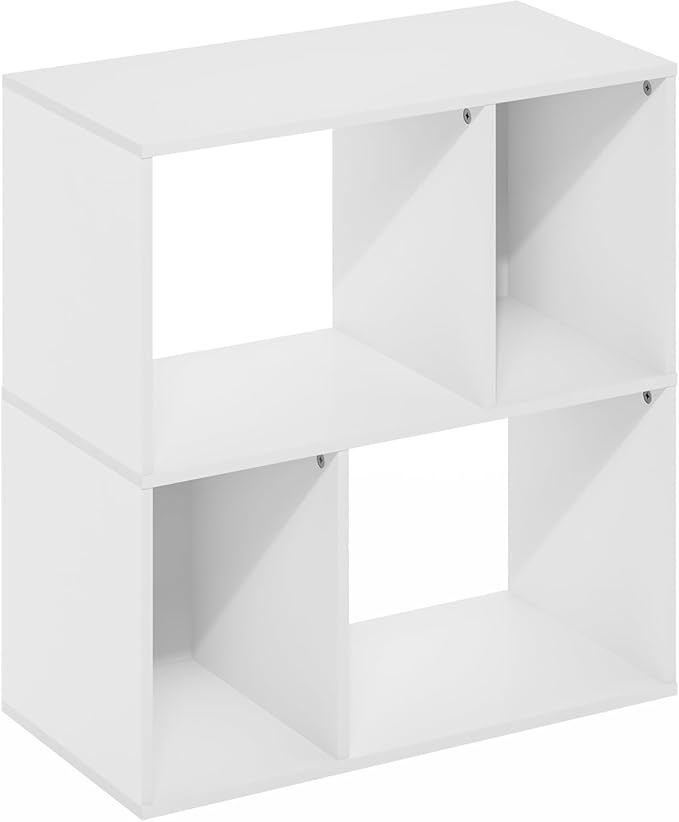 Furinno DALY Book Shelf, 4-Cube Bookshelf, Cube Storage Organizer Bookcase with Irregular Compartments, 11.7 x 23.6 x 24.7, for Living Room, Bedroom, Home Office, White