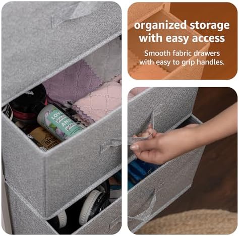Amazon Basics Fabric 4-Drawer Storage Organizer Unit for Closet, Bedroom, White